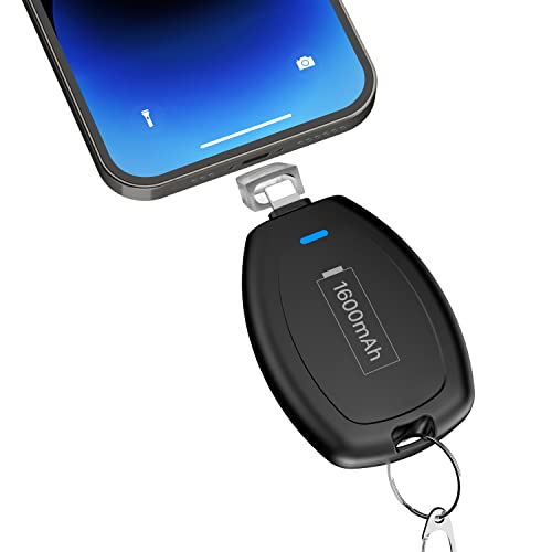 Keychain Portable Charger For Iphone, Mini Power Bank Subcompact Emergency Power Pod External Fast Charging Battery Pack, 1600Mah Key Ring Cell Phone Charger For Iphone 14/13/12/11/Pro Max/X/8/7/6S/Se #TOP11