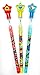 Tiny Mills 24 Pcs Superhero Text Multi Point Stackable Pencil with Eraser for Superhero Birthday Party Favor Prize Carnival Goodie Bag Stuffers Classroom Rewards