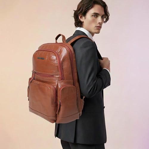 Image of Red Harbour Genuine Leather Laptop Backpack for Men & Women | Office Business Travel Backpack with Spacious Compartments, Side Pockets & Metal Zipper