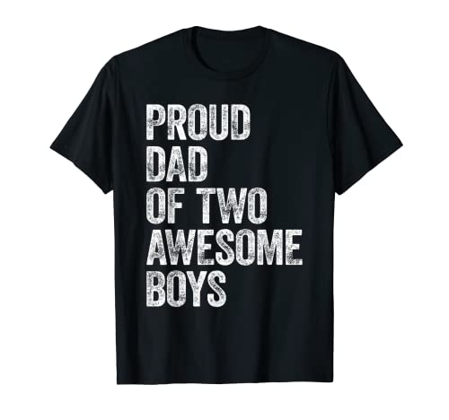 Hombre Proud Dad of Two Awesome Boys Shirt Father Gifts Papa Daddy Camiseta