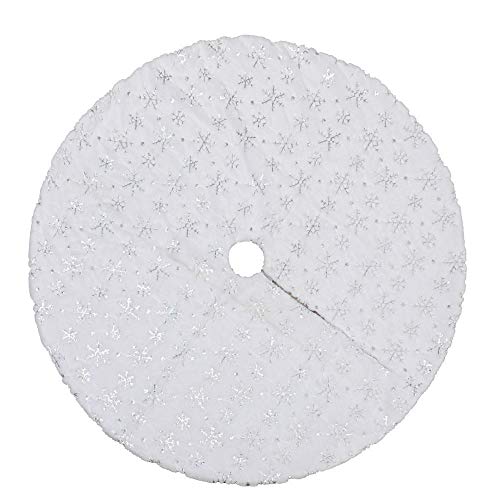 LMYOVE Christmas Tree Skirt 48 inches,Tree Skirt Mat Christmas New Year's Eve Party Decoration (48inch / 122cm, Sliver)