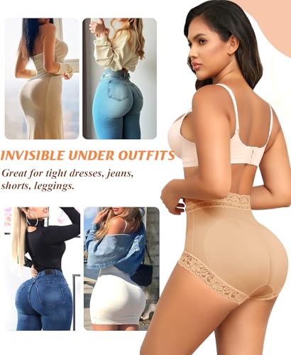 Image of DERCA Butt Lifting Panties Padded Underwear for Women Booty Pads Butt Enhancer Lace Shapewear Panty