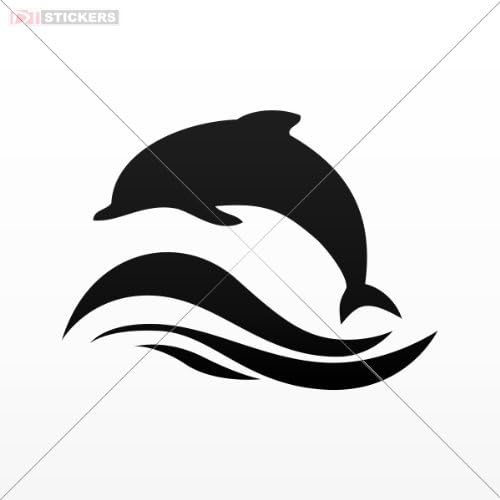 Stickers Decals Dolphin Window Store Restaurant Wall Art Decor Garage Doors Size: 5 X 3.7 Inches Black