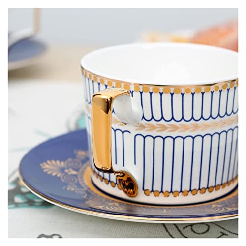 BJH Taza de Porcelana Juego de Tazas de café de cerámica Retro Tazas de cerámica Hechas a Mano Creativas con Plato Taza… - Imagen 4