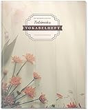 DÉKOKIND Vokabelheft | DIN A4, 84 Seiten, 2 Spalten, Register, Vintage Softcover | Dickes Vokabelbuch | Motiv: Blumig