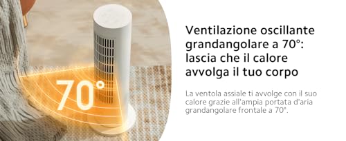 Xiaomi Smart Tower Heater Lite, Termoventilatore Aria Calda, Riscaldamento In 3 Secondi, Ventilazione Grandangolare A 70°, Quattro Modalità, Controllo Tramite App, Leggero Da Spostare, Bianco - 2
