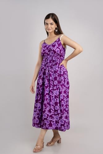Image of Women Regular fit Rayon Dress|Western Dress|Sleeveless (in, Alpha, XL, Purple)
