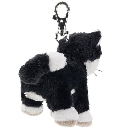 Plüsch-Anhänger Katze „Caesar“ – Schaffer 0226 - ca. 10 cm - Niedlicher Schlüsselanhänger & Taschenanhänger mit Karabiner - Weich & hochwertig - Geschenkidee für Kinder & Erwachsene - schwarz-weiß