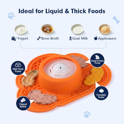 Image of Anti-Slip Slow Feeder Dog Bowl and Lick Mat with Rolling Ball