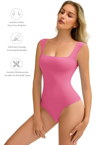 Image of Avidlove Bodysuits for Women Square Neck Body Suit Double Lined Tank Top Bodysuit Soft