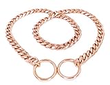 SLZZ Luxury Dog Choke Collar Chain/Slip Martingale P Chain/Heavy Duty Stainless Steel 12mm Curb Chain/Best for Small Medium Large Breeds/Rose Gold,26''