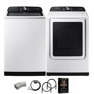 Samsung WA52DG5530K1 White Top Load High Efficiency Smart 5.2 Cu Ft Washer and 7.4 Cu Ft Electric Dryer Laundry Pair w