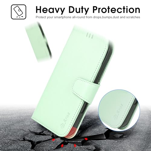Funda libro para iPhone 2024 Pro verde anticaídas con soporte y billetera Arae 7