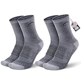 SAMSOX 2 Pack Merino Wool Hiking Socks, Made in USA, Moisture Wicking Cushion Socks for Men & Women (Charleston Micro Crew)