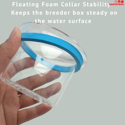 Image of SANSEFERO Floating Breeder Box for Fish Tank in Double Layer Foam Collar Floating Incubator for Aquarium with Clear View Fry Protection Fish Breeder Box for Betta,Guppy & Small Fishes (12 Cm)