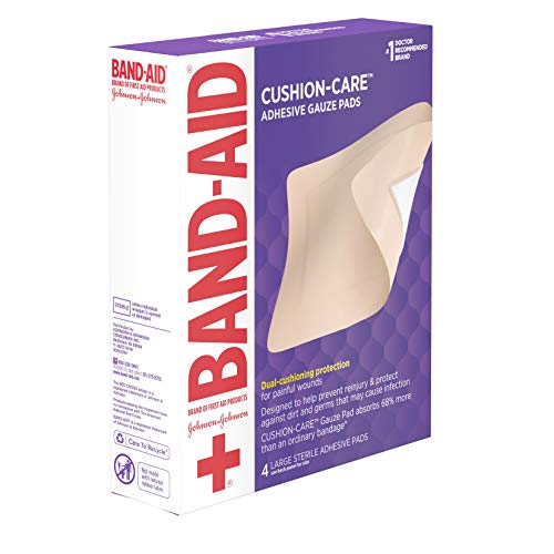 Band-Aid Brand Of First Aid Cushion-Care Adhesive Gauze Pad, Large, 4.5In X 5.5In, 4 Ct #TOP6