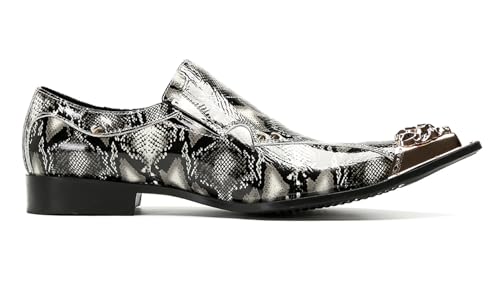 Santimon Mens Loafers Party Dress Slip On Shoes Casual Leather Metal Pointed Toe Wedding Ballroom Fashion Western Summer Shoes for Men3