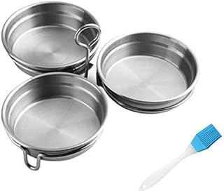 Cabilock 2pcs Poacher Egg Holder Stainless Steel Egg Poacher Pan Insert Metal Egg Cups with Pastry Brush for Poached Eggs