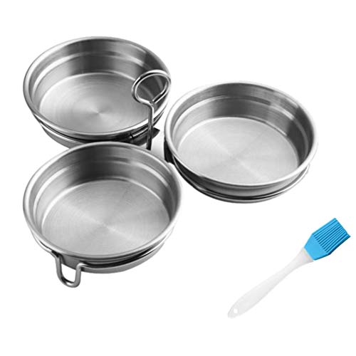 Angoily Stainless Steel Egg Poacher Pan Egg Mold Boiling Mold with Oil Brush Handle Design Smooth Edges Deepened Pan 7.28 X 7.28 X 1.18 in for Home Kitchen Cooking