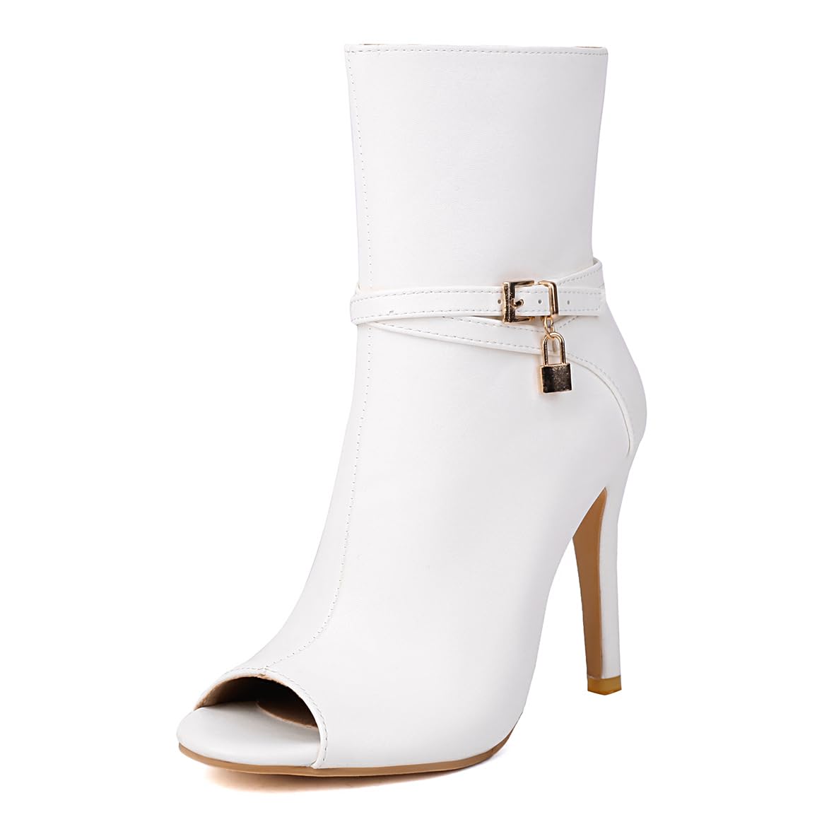 UP2STEP Peep Toe Stiletto High Heel Ankle Booties Sleek Design with Side Zipper for Womens Stylish Footwear