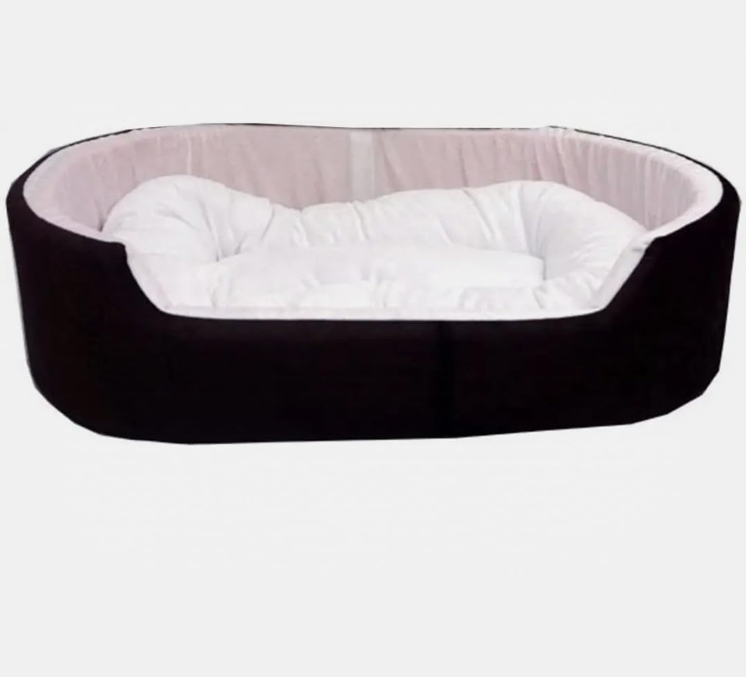 Flusffy Dog Bed Dog Sofas and Cat Bed cat Sofas (Small Size) (White Black, L)