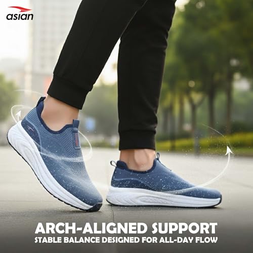 Image of ASIAN Hypercushion Walk-02 Men's Walking Shoes | Slip-On Knit Walking Shoes with E-TPU Energy Return Sole, Memory Foam Arch Support, Breathable Upper & Grip Outsole, Gym & Travel