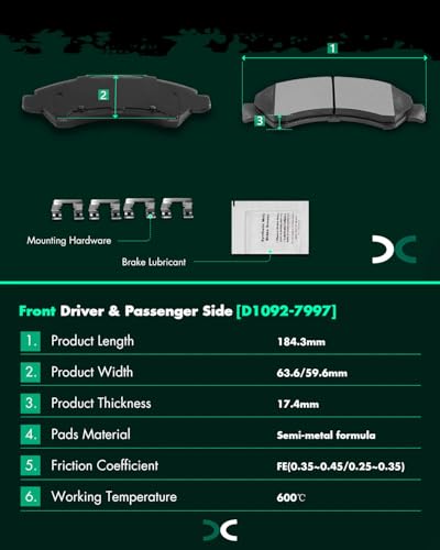 Image of SCITOO D1092 D834 8PCS Front Semi-Metal Rear Ceramic Brake Pad Sets | Fit For GMC For Sierra 1500 2005-2007
