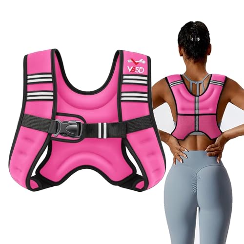 VBSD Weighted Vest Woman 8LB Weight Vest for Women Men Body Weight Vests for Walking Strength Training Running Workout Jogging Fitness Pink