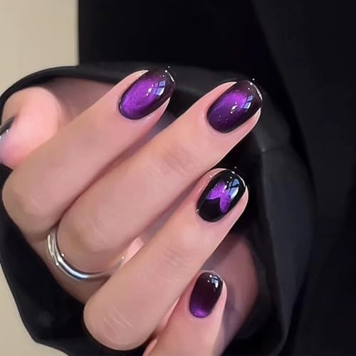Esmalte de uñas gel imán ojo de gato purpura miniatura 3