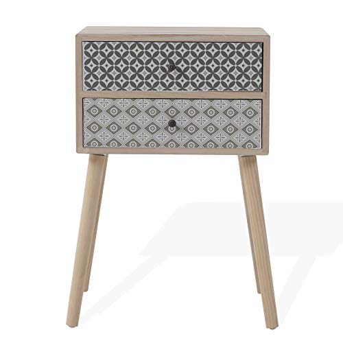 Rebecca Mobili Mesita de Noche Estilo escandinavo 2 cajones, marrón Claro Gris, Madera, decoración Dormitorio salón- Medidas: 71 x 45 x 30 (AxANxF) - Art. RE6118