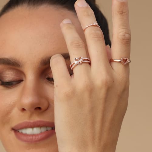 AFFY Infinity Heart Promise Ring Round White Cubic Zirconia Split Shank Jewelry for Women in 14K Rose Gold Over Sterling Silver Jewelry Ring Size-5 by AFFY - Used condition - Image 2