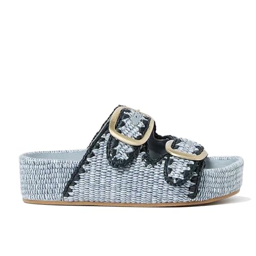 Image of Woven Platform Sandals For Women Espadrilles Open Toe Flatform Raffia Sandals Slip On Slide Sandals Casual Woven Sandals Summer Beach Sandals