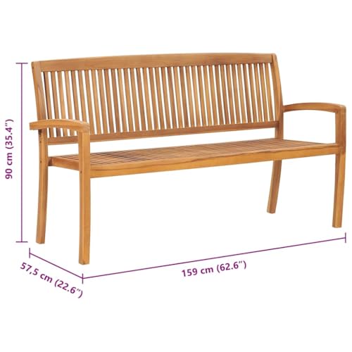 Banc de jardin 3 places en teck massif 159 cm avec dossier