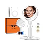 B Beauty Planet Makeup Mirror with Lights, Lighted Magnifying Mirror 30X with 3 Lighting and Adjustable Brightness, 2-Sided Height Adjustable Vanity Mirror for Bathroom, Women Gifts for Mom