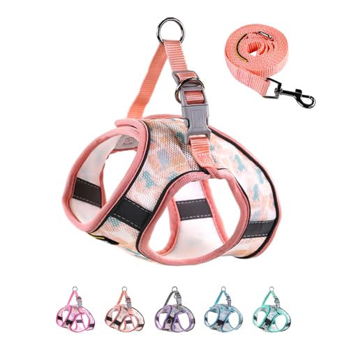 Serepet Dog Vest Harness for Small Medium Puppies, No Pull & Step in, No Choke & Escape Proof New Released for Easy Walker with Leash Set, Extra XS Pink Texture