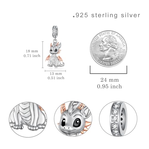 Dragon Gifts 925 Sterling Silver Dragon Charms Cute Animal Jewelry Gifts for Women4