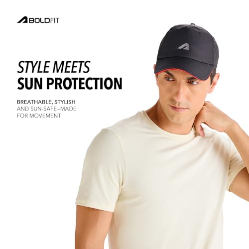Image of Boldfit Caps for Men Original Caps for Women Lightweight Sports Cap for Sun Protection Breathable Outdoor Hat for Running, Gym, Hiking & Everyday Wear Comfortable Adjustable Cap for All Ages