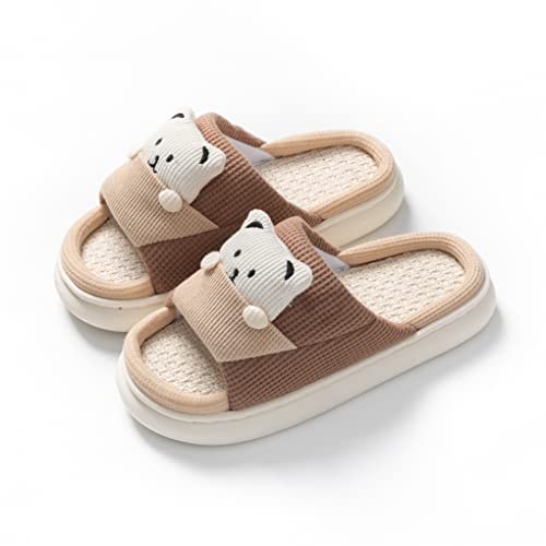 Indoor Slippers, Pigs, Bears Cute Cartoon Slippers Women's Home Slippers Linen Four Seasons Slippers2