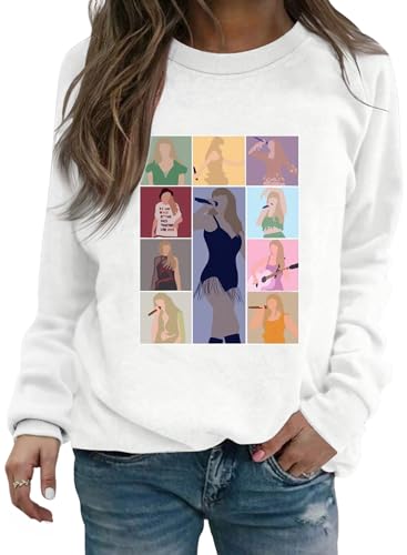 EVELUST Women Country Concert Sweatshirt - Music Festival Graphic Tee Warm World Tour Outfit Thickened Casual Fan Lover Top(White XS 11464e)