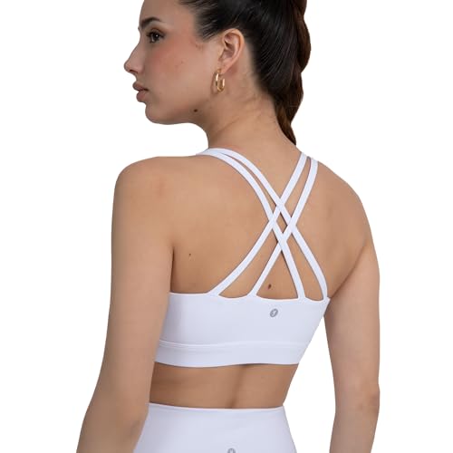 Image of YITTY Active Women's Ultraluxe Strappy Medium Impact Bra, Athleisure, 4-Way-Stretch