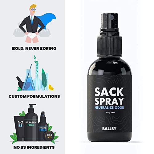 Ballsy Body & Groin Spray (2Oz) – Natural Deodorant For Men - Neutralize Odor & Skin Irritation W/Tea Tree & Aloe Vera Extracts - Cruelty, Sulfate & Paraben-Free Deodorant Spray (2 Pack) #TOP2