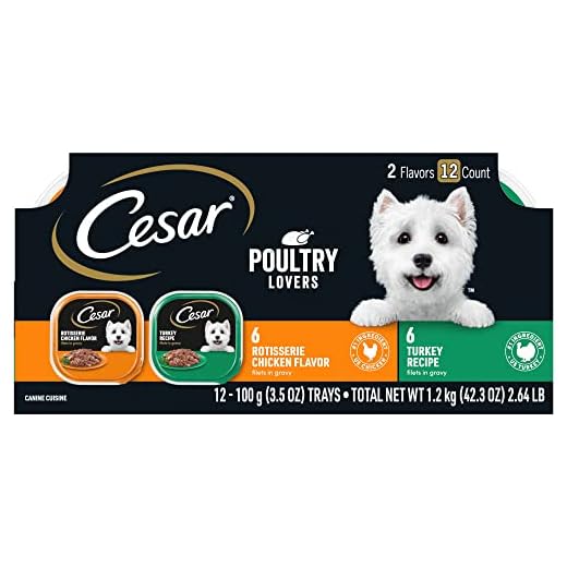 Cesar Filets in Gravy Poultry Lovers Variety Pack Wet Dog Food, 3.5 oz., Count of 12