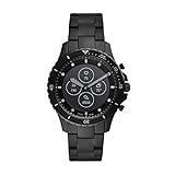 Fossil Men's 44mm FB-01 Stainless Steel Hybrid HR Smart Watch, Color: Black (Model: FTW7017)