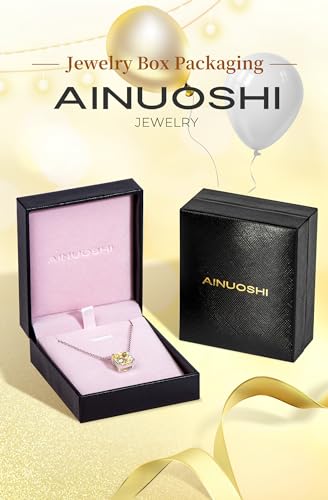 Ainuoshi PGS-326 Pendant Necklace For Women Sterling Silver Necklaces Yellow Cubic Zirconia Diamond Pendant Cushion Cut Anniversary Birthday Christmas Gifts thumb #4