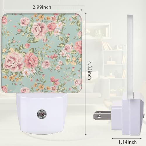 Image of Shabby Chic Rose Night Light, Night Light Plug into Wall with Dusk to Dawn Sensor, LED Lamp Energy Saving Lights for Men Women Boys Girls,Lamp for Bedroom Bathroom Hallway