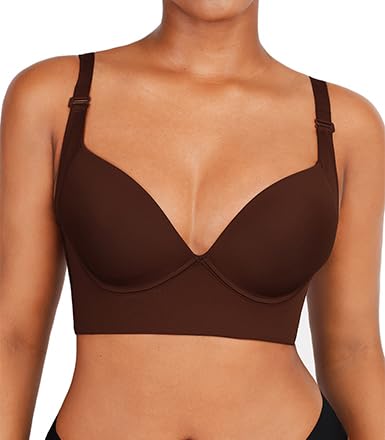 SHAPELLX Bras for Women Push Up Back Smoothing T-Shirt Everyday Underwire Lightly Lined Cups Up to H