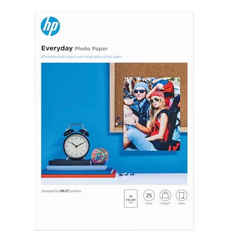 HP Q5451A, Everyday Glossy Photo Paper, 200 gsm, 25 Sheets, White, A4/210 x 297 mm