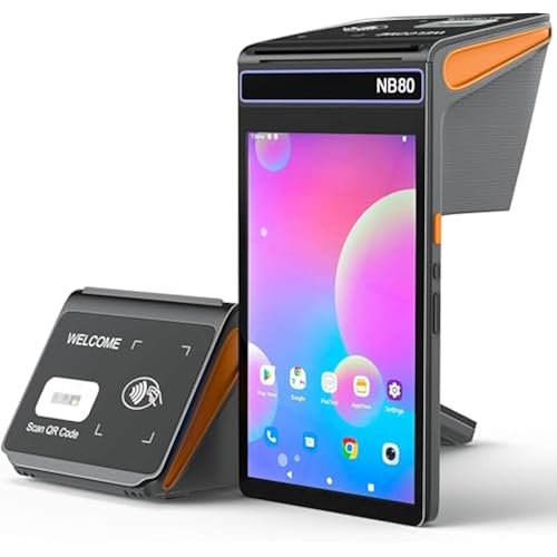 4G & WiFi POS Terminal,Symcode 3GB RAM 16GB ROM Adnroid POS System Cash Register with 8 Inch 800 * 1280 IPS Touch Screen,58mm Receipt & Label Printer 90mm/s Printing Speed,2D Barcode Scanner and NFC