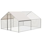 VerisShade Large Metal Chicken Coop, Walk-in Poultry Cage, Large Outdoor Chicken Coop with Waterproof Cover for Outdoor Yard Farm Use (9.8x13.1x6.6FT)