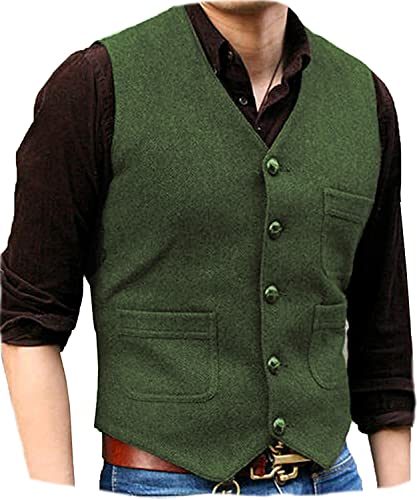 Gilet vintage à chevrons pour homme coupe ajustée vert XS pour structurer une silhouette mince